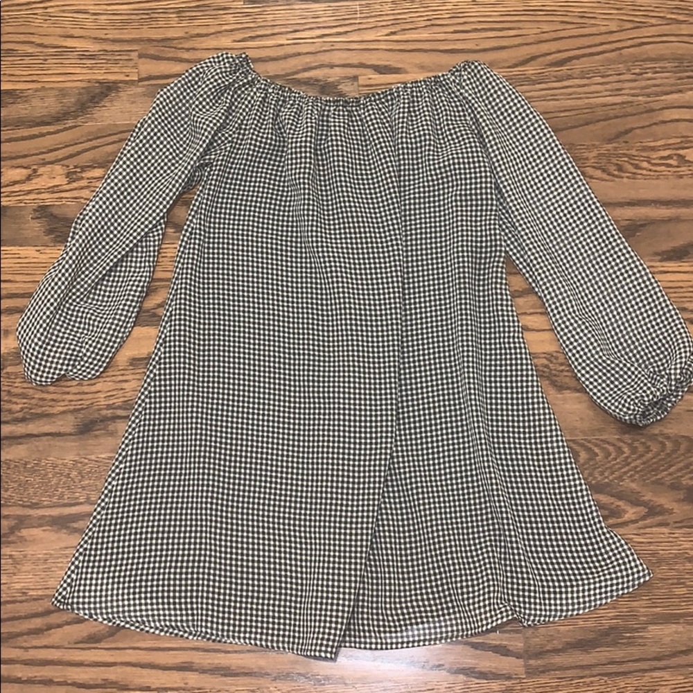Gingham Off-The-Shoulder Dress